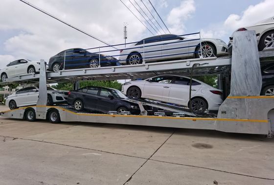 Two Axle Air Suspension Car Semi Trailer With Baking Paint / Polyurethane Paint