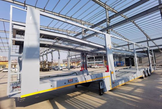 6-8 Cars 2 Axles 3 Axle Car Hauler Trailer Double Deck  With 8 Tires