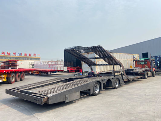 Air Suspension Double Classis Car Carrier Semi Trailer With Advanced Lifting Platform
