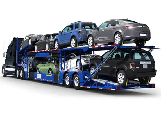 Two Axle Car Carrier Trailer For Transporting 7 Cars 28 Tons Capacity