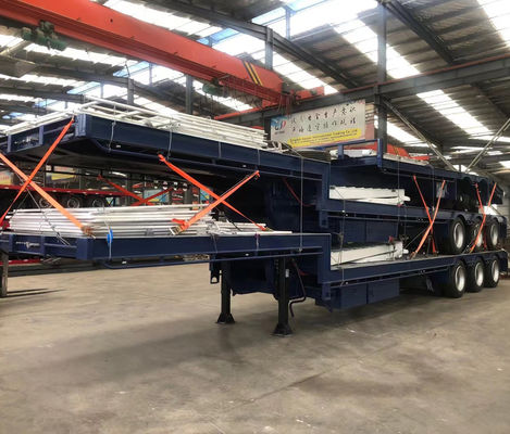 Van Type Hydraulic Steering 3 Axle Low Bed Trailer For Oversized Cargo Transport