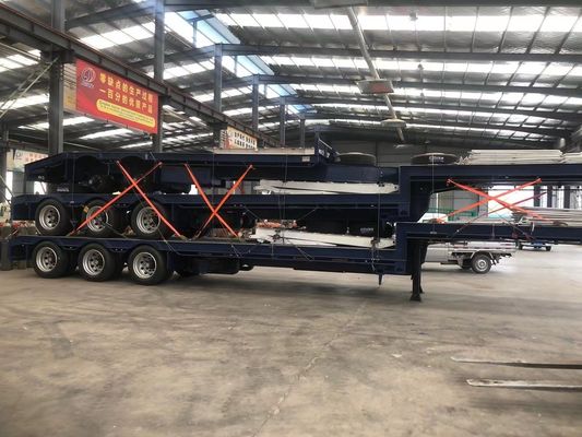 Van Type Hydraulic Steering 3 Axle Low Bed Trailer For Oversized Cargo Transport