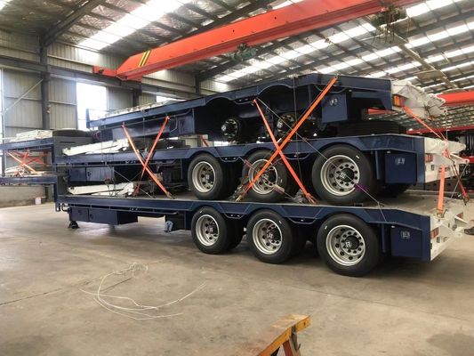 Van Type Hydraulic Steering 3 Axle Low Bed Trailer For Oversized Cargo Transport