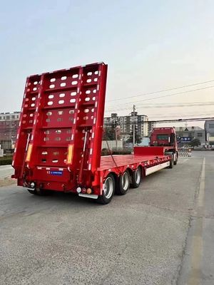 10t Grade Steel 3 Axle Low Bed Trailer For Construction Equipment Transport