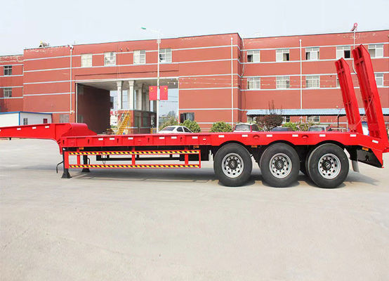 High Strength 3 Axle Low Bed Trailer 70 To100 Tons For Self Dumping