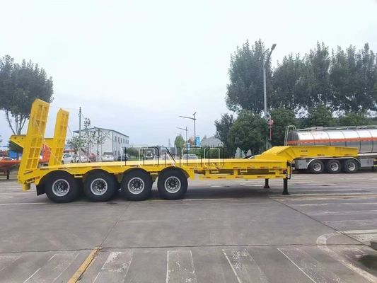 90 Tons 4 Axle Low Bed Trailer Low Bed Semi Trailer For Heavy Machinery