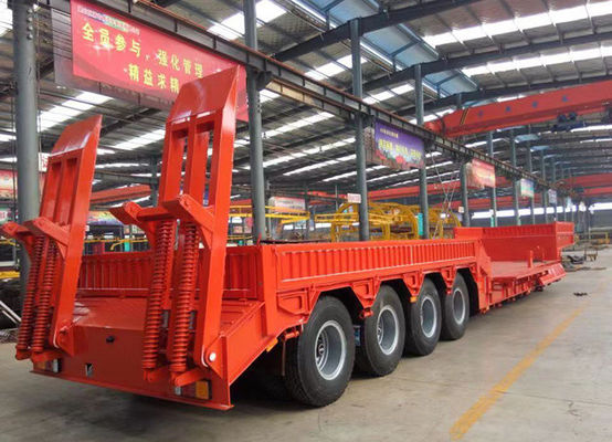 60-100 Ton Lowboy Semi Trailer Bulldozer Cargo Transporting Retractable Low Profile Semi Trailer