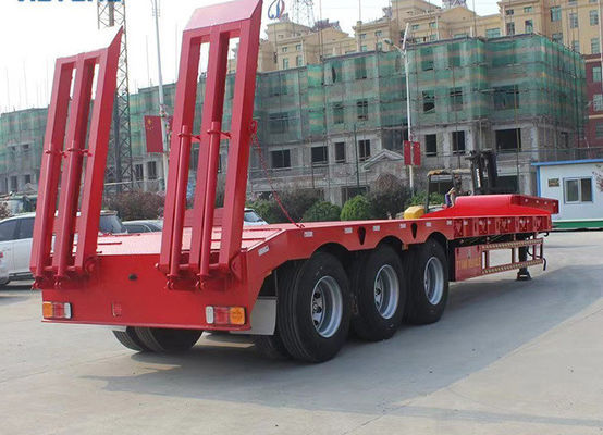 80T 100T Low Bed Semi Trailer With 15t Grade And Jost E100 Landing Gear