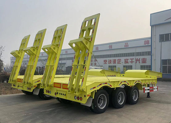 80T 100T Low Bed Semi Trailer With 15t Grade And Jost E100 Landing Gear