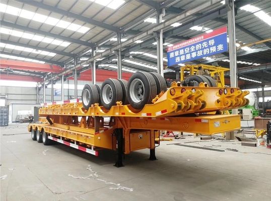 40-60 Tons Extendable Low Bed Trailer Low Loader Semi Trailer With Robust Construction