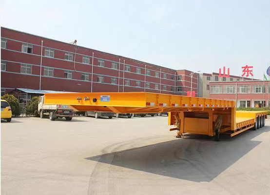 40t-100t Low Loader Flatbed Gooseneck Semi Trailer With 1310mm Wheel Base