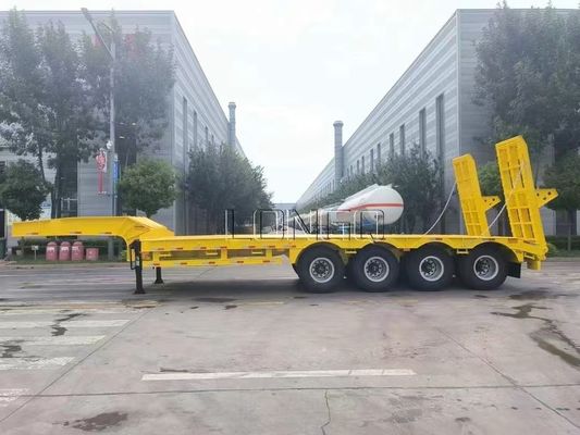 40t-100t Low Loader Flatbed Gooseneck Semi Trailer With 1310mm Wheel Base