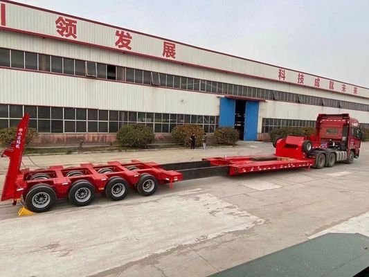 150t 4 Axle Low Bed Trailer Hydraulic Detachable Gooseneck Lowboy Trailer