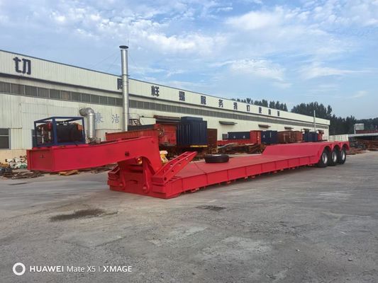 16 Tires Steel Semi Truck Trailer For Excavator Transport Gooseneck Lowbed Trailer