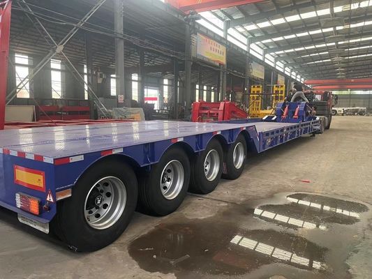 16 Tires Steel Semi Truck Trailer For Excavator Transport Gooseneck Lowbed Trailer