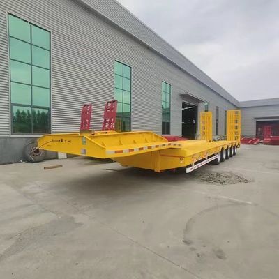 Customized 3 Axle Low Bed Trailer 80tons 100ton 120 Ton Lowboy Trailer