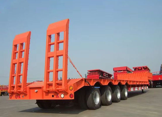 Steel 3 Axle / 4 Axle Low Bed Trailer Lowbed Semi Trailer 60tons 120ton With 40FT Containers