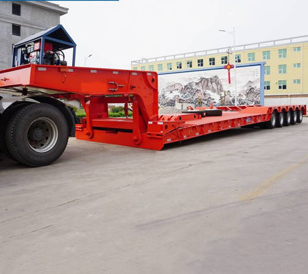 90-120t Load Gooseneck Lowbed Trailer Strong Structure Easy Loading
