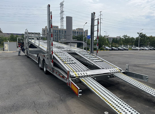 8  Tires 2 Axle Car Semi Trailer Double Deck Semi Truck Car Hauler Trailer