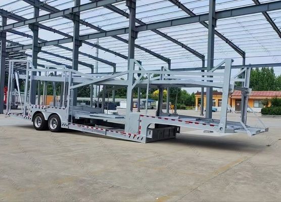 6-8 Cars 2 Axles 3 Axle Car Hauler Trailer Double Deck  With 8 Tires