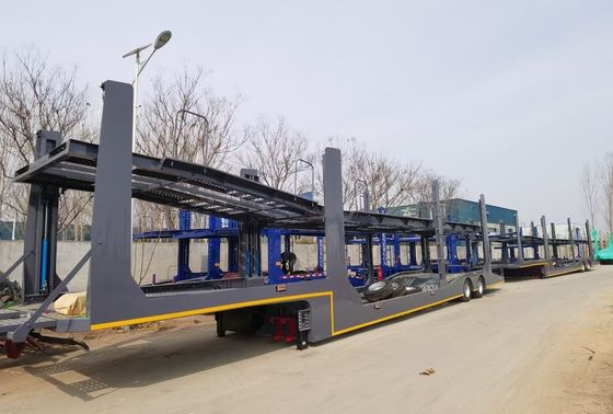 6-8 Cars 2 Axles 3 Axle Car Hauler Trailer Double Deck  With 8 Tires