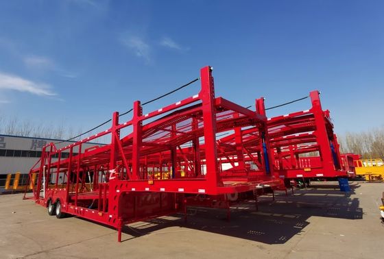 Van Type Double Axle Car Trailer 6-8 Car Transporter For Russia High Performance