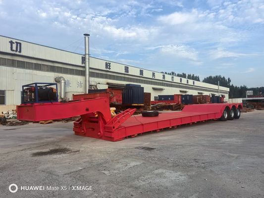 3 Axle Heavy Duty Low Loader Lowboy Semi Trailers For Excavator Transport