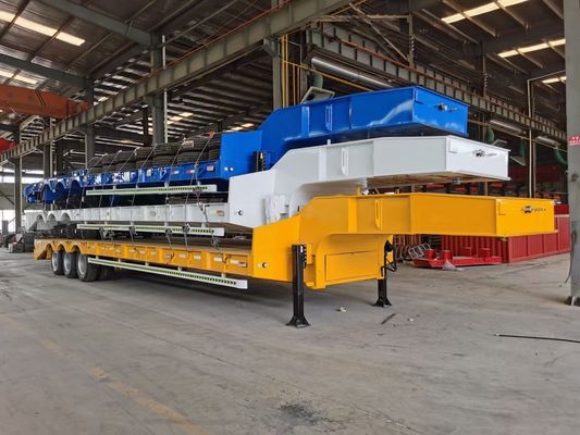 10t Grade Steel 3 Axle Low Bed Trailer For Construction Equipment Transport