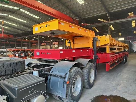 10t Grade Steel 3 Axle Low Bed Trailer For Construction Equipment Transport