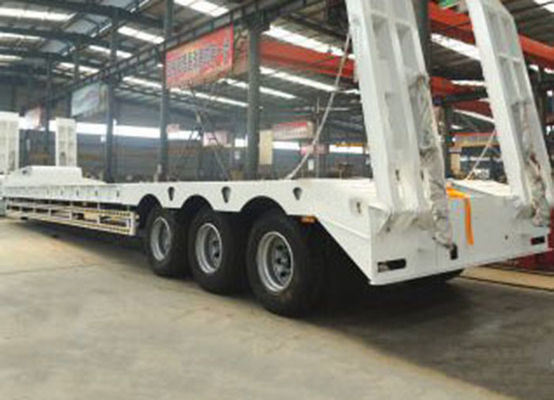 High Strength 3 Axle Low Bed Trailer 70 To100 Tons For Self Dumping