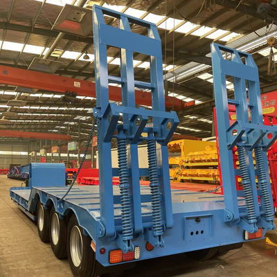 High Strength 3 Axle Low Bed Trailer 70 To100 Tons For Self Dumping