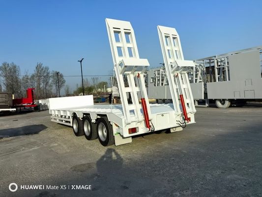 High Strength 3 Axle Low Bed Trailer 70 To100 Tons For Self Dumping