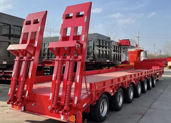 7 Axle Low Bed Semi Trailer Drop Deck Flatbed Semi Truck Trailer