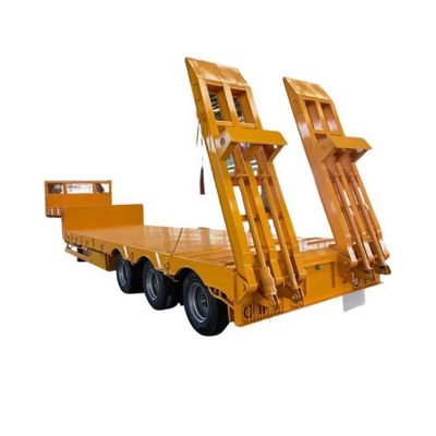 60T 3 Axle Low Bed Trailer Low Platform Trailers With 28 Tires Steel Material