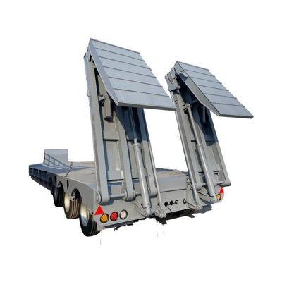 60T 3 Axle Low Bed Trailer Low Platform Trailers With 28 Tires Steel Material