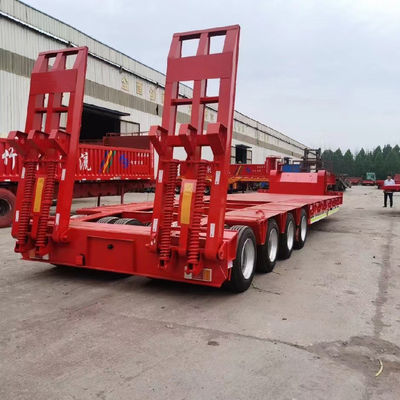 40t-100t Low Loader Flatbed Gooseneck Semi Trailer With 1310mm Wheel Base