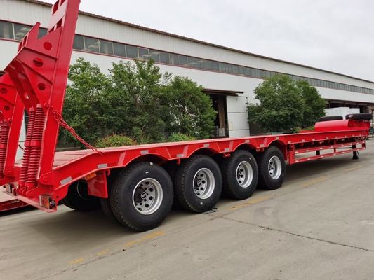 40t-100t Low Loader Flatbed Gooseneck Semi Trailer With 1310mm Wheel Base