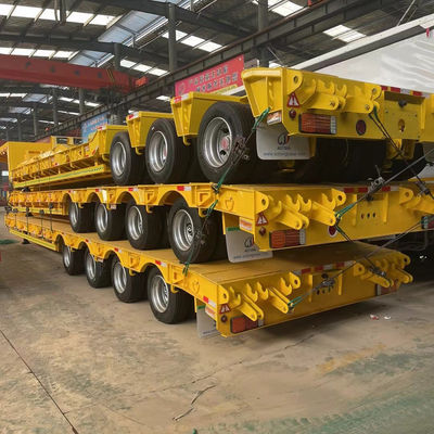 40t-100t Low Loader Flatbed Gooseneck Semi Trailer With 1310mm Wheel Base