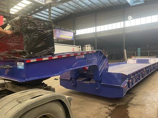 150t Low Bed Semi Trailer For Heavy Machine Transport ABS Anti Lock Braking System