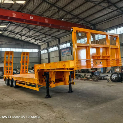 60Tons 3 Axle Low Bed Trailer Heavy Duty Low Bed Trailers Self Dumping