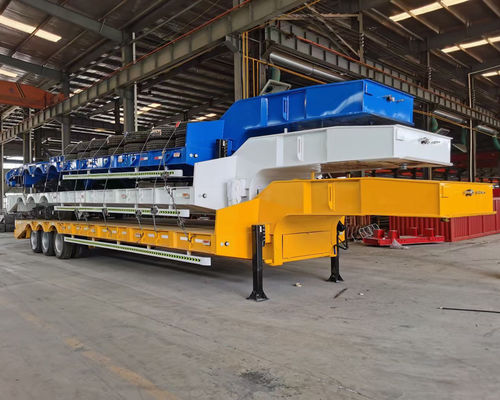 3 Axles 30 Ton Low Bed Trailer Steel Lowbed Semi Trailer For Heavy Transportation Solution