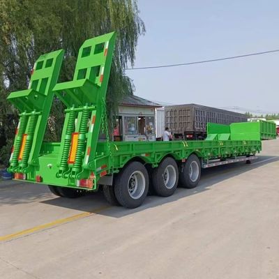 Large Capacity 70t Van Type Semi Lowbed Trailer For Heavy Duty Transportation